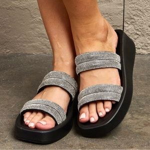 Black Sparkly Rhinestone Sandals